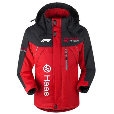 Haas F1 Team Exclusive Logo Outdoor Plush Charging Suit Waterproof Windproof Jacket Detachable Hood BLF130525A1HAAS