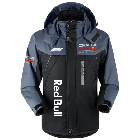 Red Bull Racing F1 Team Exclusive Logo Outdoor Plush Charging Suit Waterproof Windproof Jacket Detachable Hood BLF130525A1RBR