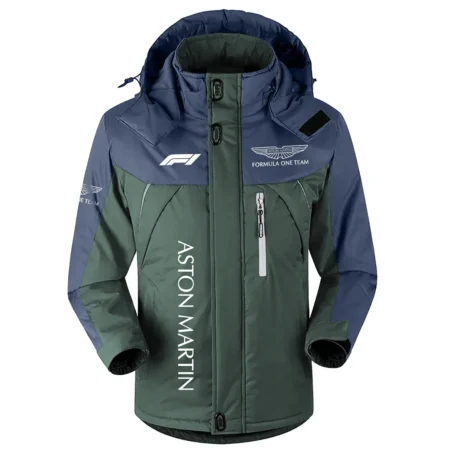 Aston Martin F1 Team Exclusive Logo Outdoor Plush Charging Suit Waterproof Windproof Jacket Detachable Hood BLF130525A1AM