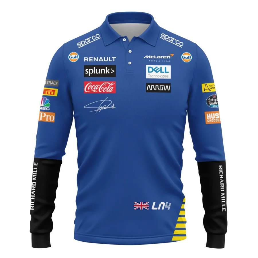 2020 Lando Norris Racing Suit McLaren F1 Long Polo Shirt BLVALN120825A1LPL
