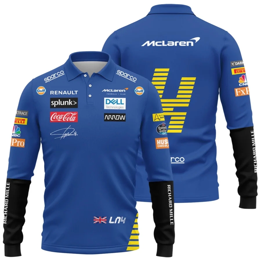 2020 Lando Norris Racing Suit McLaren F1 Long Polo Shirt BLVALN120825A1LPL