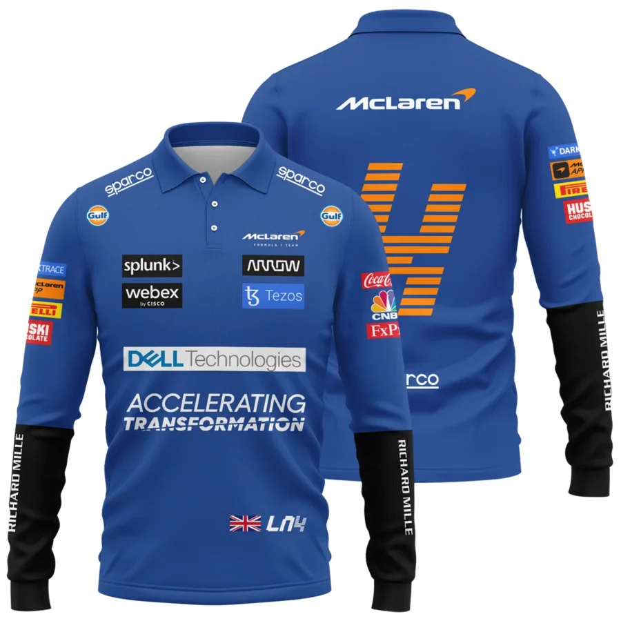 2022 Lando Norris Racing Suit McLaren F1 Long Polo Shirt BLVALN120825A2LPL