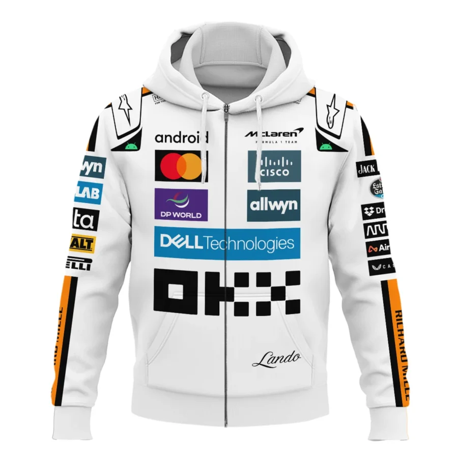 2025 Lando Norris Racing Suit McLaren F1 Zipper Hoodie BLVALN120825A4ZHD