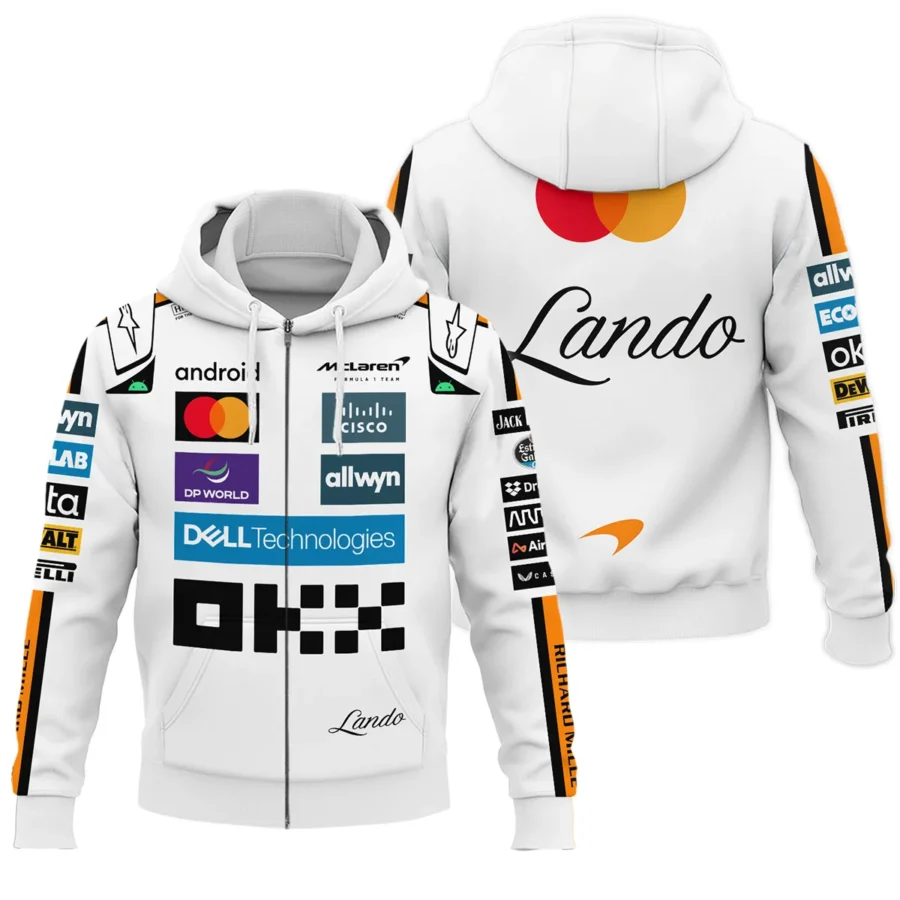 2025 Lando Norris Racing Suit McLaren F1 Zipper Hoodie BLVALN120825A4ZHD