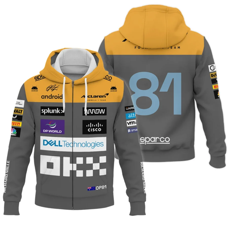 2023 Oscar Piastri Racing Suit McLaren F1 Zipper Hoodie BLVAOP150825A3ZHD