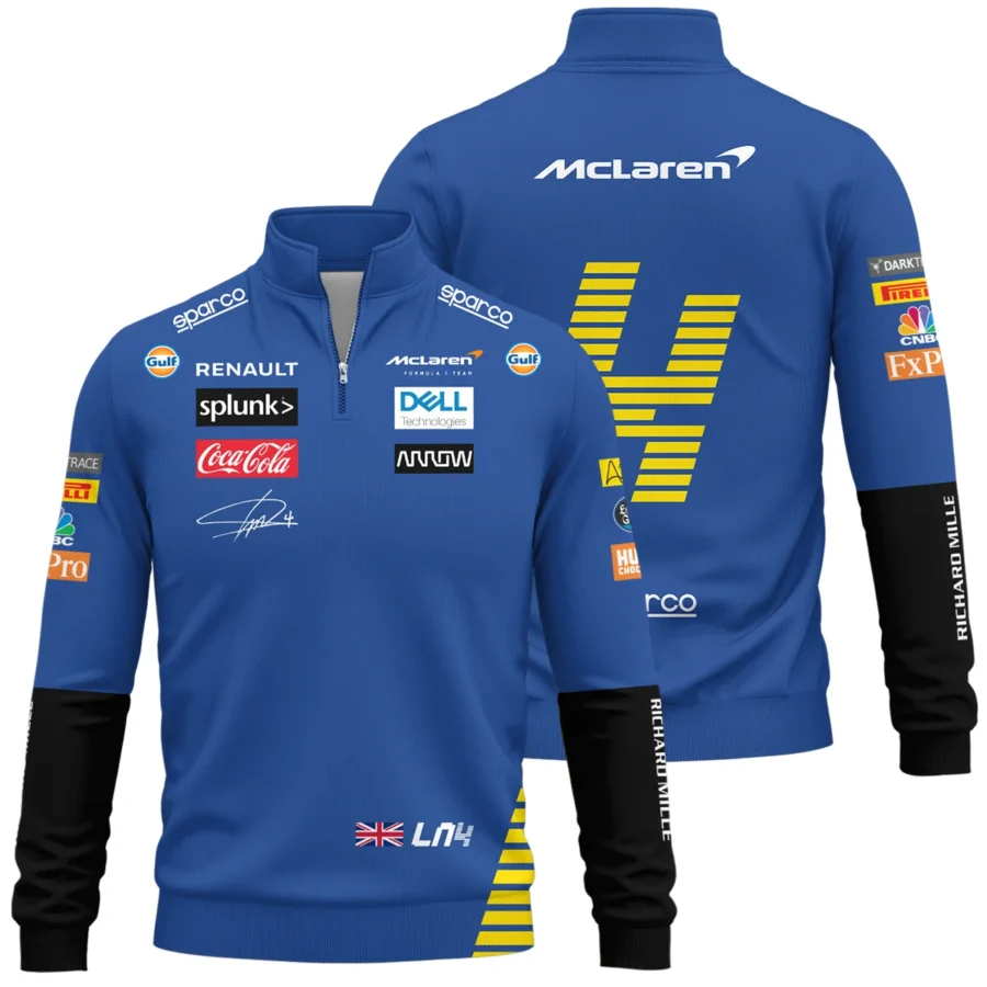 2020 Lando Norris Racing Suit McLaren F1 Quarter-Zip Sweatshirt BLVALN120825A1QZS