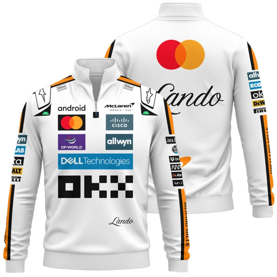 2025 Lando Norris Racing Suit McLaren F1 Quarter-Zip Sweatshirt BLVALN120825A4QZS