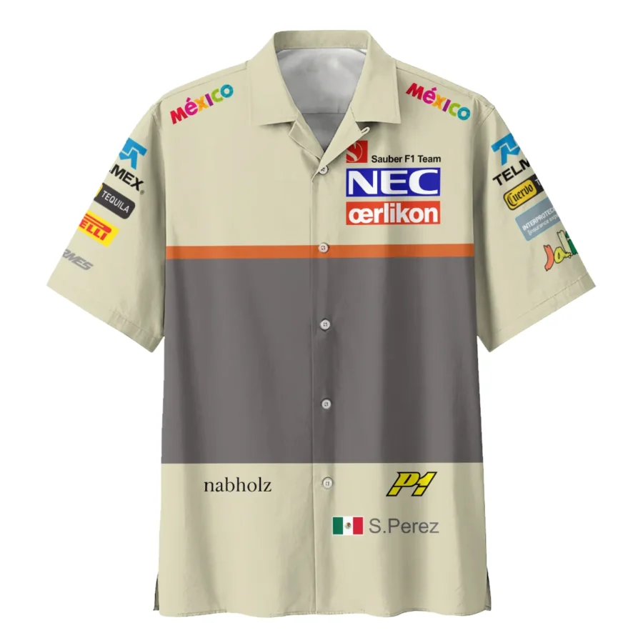 2012 Sergio Perez Racing Suit Sauber F1 Hawaiian Shirt BLVASP170925A10HW