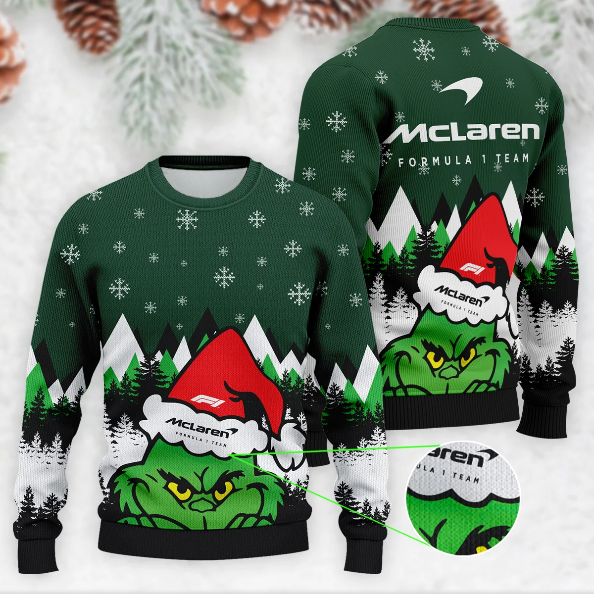 The Grinch McLaren Formula 1 - Ugly Sweater BLVAF1220925A17MCL The Grinch McLaren Formula 1 - Ugly Sweater BLVAF1220925A17MCL