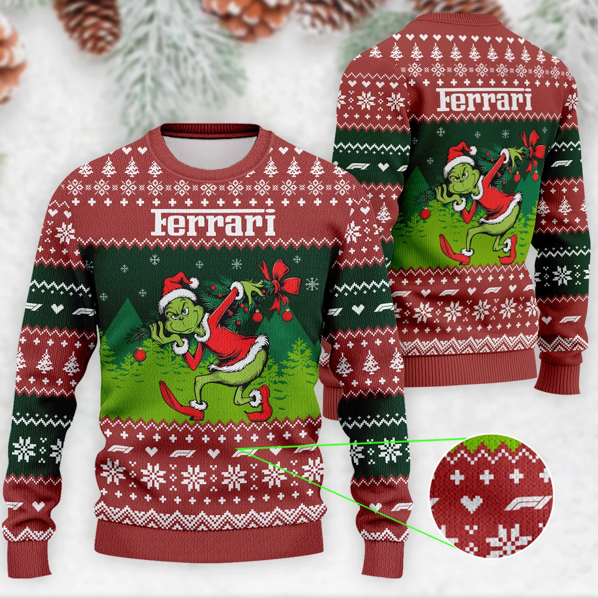 Mr.Grinch Ferrari Formula 1 - Ugly Sweater BLVAF1220925A19FRR Mr.Grinch Ferrari Formula 1 - Ugly Sweater BLVAF1220925A19FRR