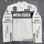 Mercedes Benz Racing Leather Jacket - White Edition BL-V211-A4 Style 4