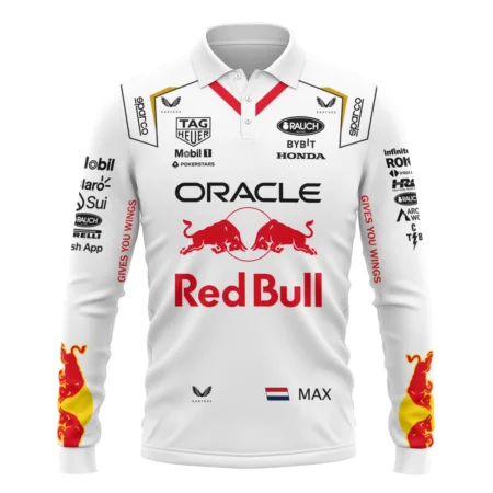 2023 Las Vegas GP Max Verstappen Racing Suit Red Bull Racing F1 Long Polo Shirt BLVAMV281125A3LPL