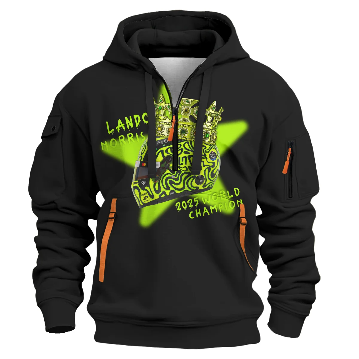 Lando Norris Crown World Champion Hoodie Half Zip BLVALN051225A6HDF Lando Norris Crown World Champion Hoodie Half Zip BLVALN051225A6HDF