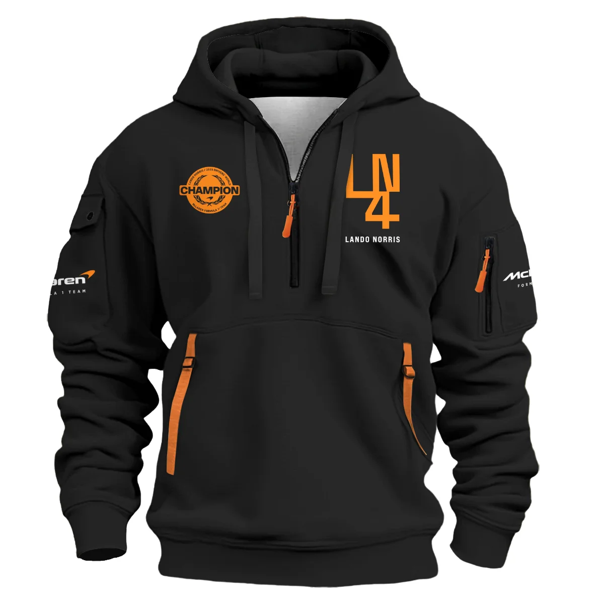 Lando Norris LN4 World Champion McLaren F1 Team Hoodie Half Zip BLVALN051225A8HDF Lando Norris LN4 World Champion McLaren F1 Team Hoodie Half Zip BLVALN051225A8HDF