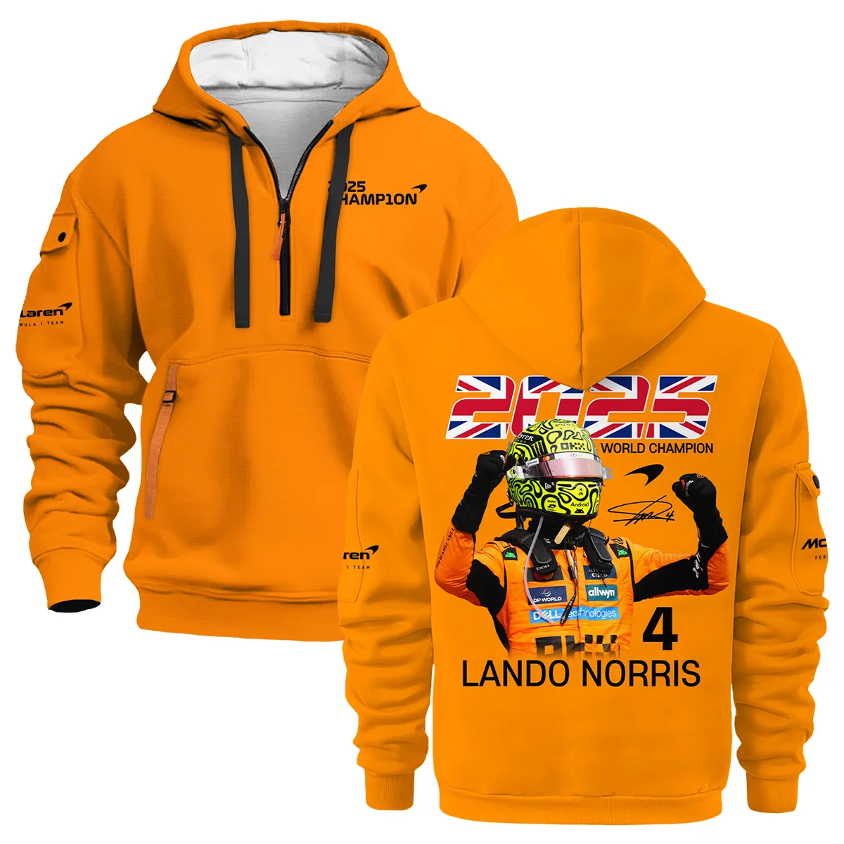 2025 Driver Champion Lando Norris McLaren F1 Team Hoodie Half Zip BLNRWDCA9HDF 2025 Driver Champion Lando Norris McLaren F1 Team Hoodie Half Zip BLNRWDCA9HDF