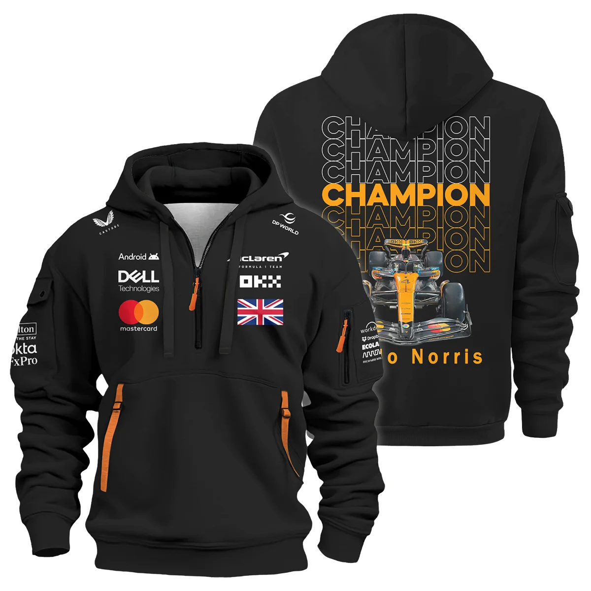 Champion 2025 Lando Norris McLaren F1 Team Hoodie Half Zip BLVALN051225A1HDF Champion 2025 Lando Norris McLaren F1 Team Hoodie Half Zip BLVALN051225A1HDF