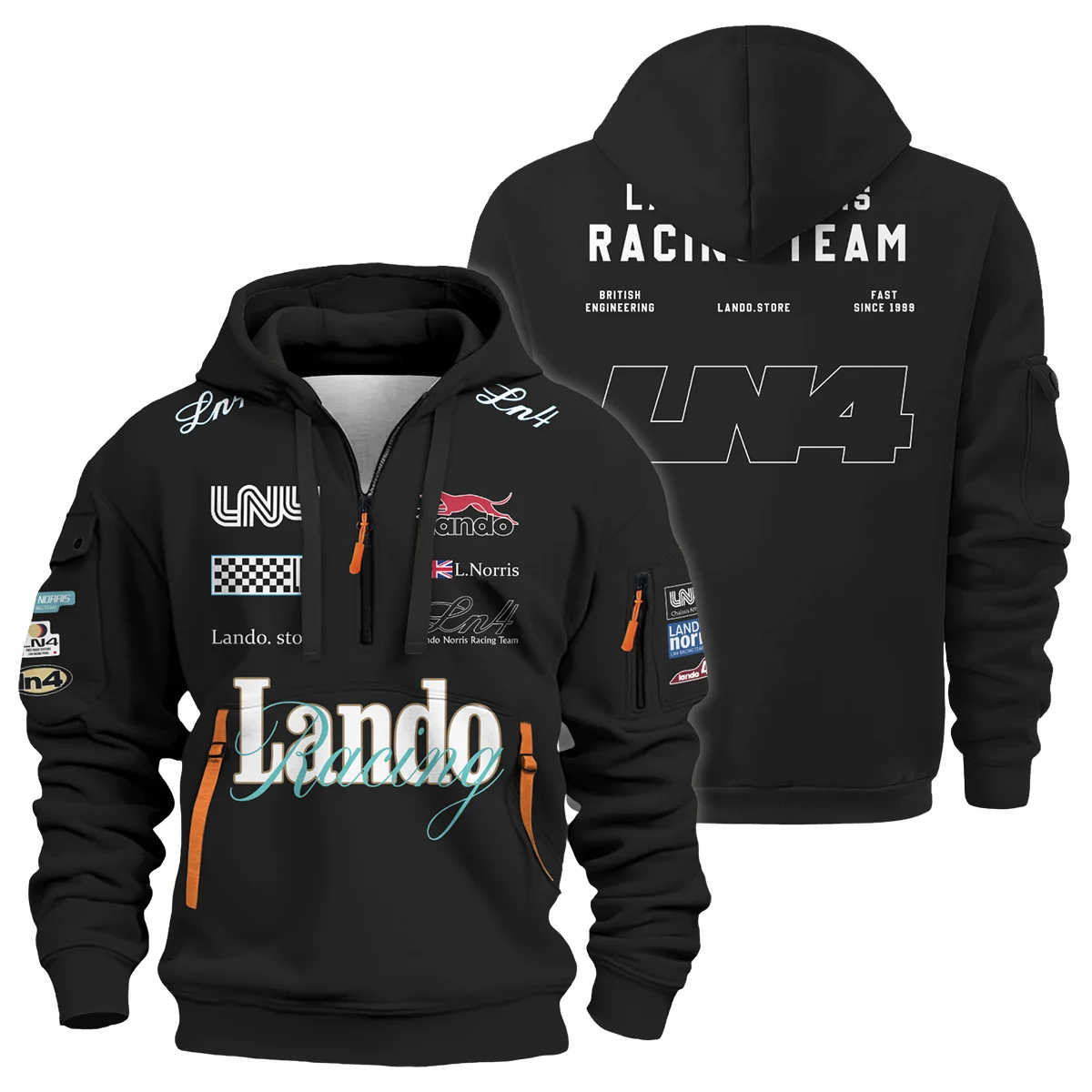 Lando Norris Racing Hoodie Half Zip BLVALN051225A7HDF Lando Norris Racing Hoodie Half Zip BLVALN051225A7HDF