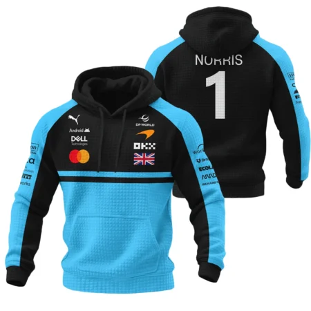 2026 Lando Norris McLaren F1 Teamwear Hoodie Quilted Waffle BLNR26126A3HQW - Cyan