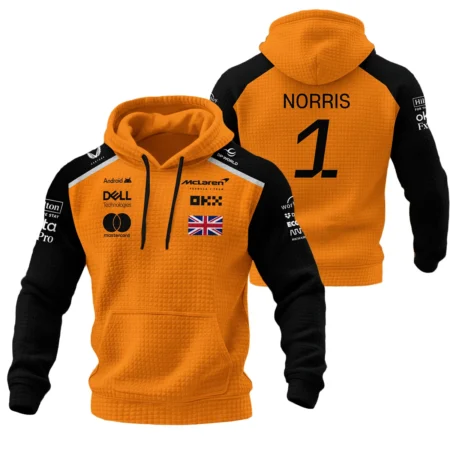 #1 2026 Lando Norris McLaren F1 Team For Fans Hoodie Quilted Waffle BLNR3126A1HQW