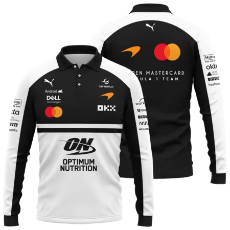 2026 McLaren F1 Teamwear For Fans Long Polo Shirt BLMCL25126A2LPL - White