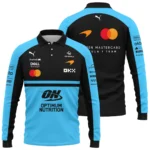 2026 McLaren F1 Teamwear For Fans Long Polo Shirt BLMCL25126A3LPL - Cyan