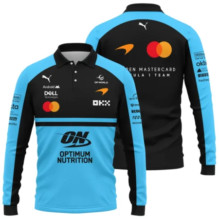 2026 McLaren F1 Teamwear For Fans Long Polo Shirt BLMCL25126A3LPL - Cyan