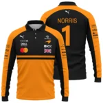 2026 Lando Norris McLaren F1 Teamwear Long Polo Shirt BLNR26126A1LPL - Orange