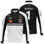 2026 Lando Norris McLaren F1 Teamwear Long Polo Shirt BLNR26126A2LPL - White