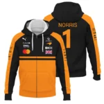 2026 Lando Norris McLaren F1 Teamwear Zipper Hoodie BLNR26126A1ZHD - Orange