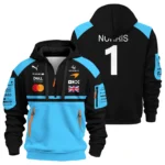 2026 Lando Norris McLaren F1 Teamwear Hoodie Half Zip BLNR26126A3HDF - Cyan