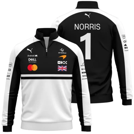 2026 Lando Norris McLaren F1 Teamwear Quarter Zip Sweatshirt BLNR26126A2QZS - White