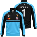 2026 Lando Norris McLaren F1 Teamwear Quarter Zip Sweatshirt BLNR26126A3QZS - Cyan