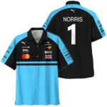 2026 Lando Norris McLaren F1 Teamwear Hawaiian Shirt BLNR26126A3HW - Cyan