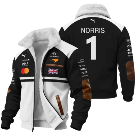 2026 Lando Norris McLaren F1 Teamwear Fleece Jacket BLNR26126A2FJ - White