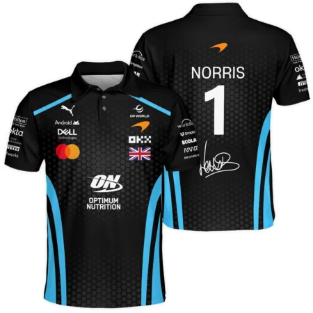 2026 Lando Norris McLaren F1 Teamwear Polo Shirt BLNR26226A3PL - Cyan