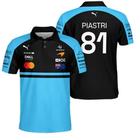 2026 Oscar Piastri McLaren F1 Teamwear Polo Shirt BLOP4226A3PL - Cyan