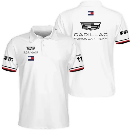 2026 Sergio Perez Cadillac F1 Teamwear Polo Shirt BLVACDL9226A3PL - White