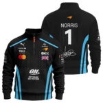 2026 Lando Norris McLaren F1 Teamwear Sweatshirt Zipper BLNR26226A3SHZ - Cyan