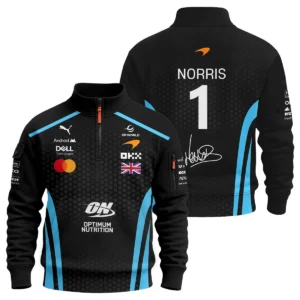 2026 Lando Norris McLaren F1 Teamwear Hoodie Quilted Waffle BLNR26226A3HQW - Cyan