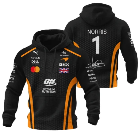 2026 Lando Norris McLaren F1 Teamwear Hoodie Quilted Waffle BLNR26226A1HQW - Orange