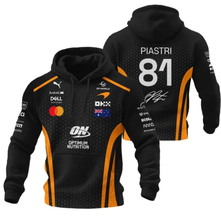 2026 Oscar Piastri McLaren F1 Teamwear Hoodie Quilted Waffle BLOP26226A1HQW - Orange