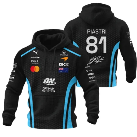 2026 Oscar Piastri McLaren F1 Teamwear Hoodie Quilted Waffle BLOP26226A3HQW - Cyan