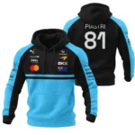 2026 Oscar Piastri McLaren F1 Teamwear Hoodie Quilted Waffle BLOP4226A3HQW - Cyan