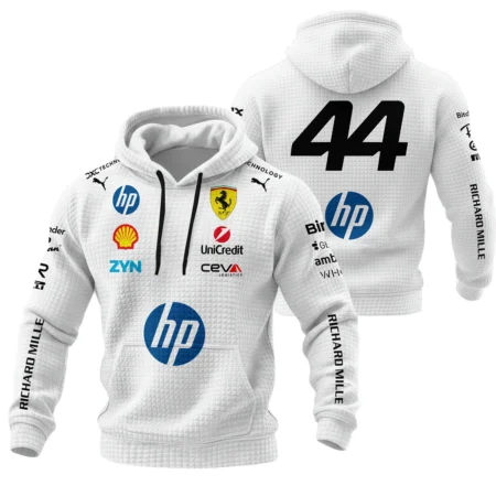 2026 Hamilton 44 Ferrari F1 Teamwear Hoodie Quilted Waffle BLVAFRR2226A4HQW