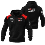 2026 Haas F1 Teamwear Hoodie Quilted Waffle BLVAHAAS9226A1HQW - Black