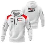 2026 Haas F1 Teamwear Hoodie Quilted Waffle BLVAHAAS9226A2HQW - White