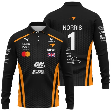 2026 Lando Norris McLaren F1 Teamwear Long Polo Shirt BLNR26226A1LPL - Orange