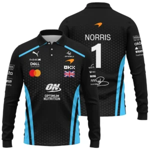 2026 Lando Norris McLaren F1 Teamwear Zipper Hoodie BLNR26226A3ZHD - Cyan