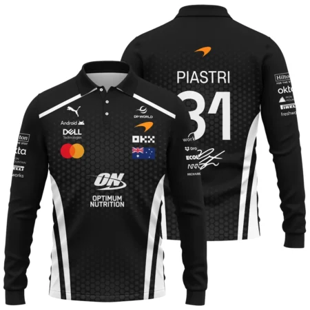 2026 Oscar Piastri McLaren F1 Teamwear Long Polo Shirt BLOP26226A2LPL - White