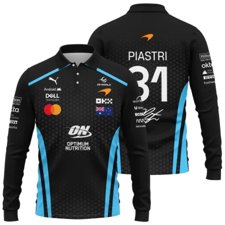 2026 Oscar Piastri McLaren F1 Teamwear Long Polo Shirt BLOP26226A3LPL - Cyan